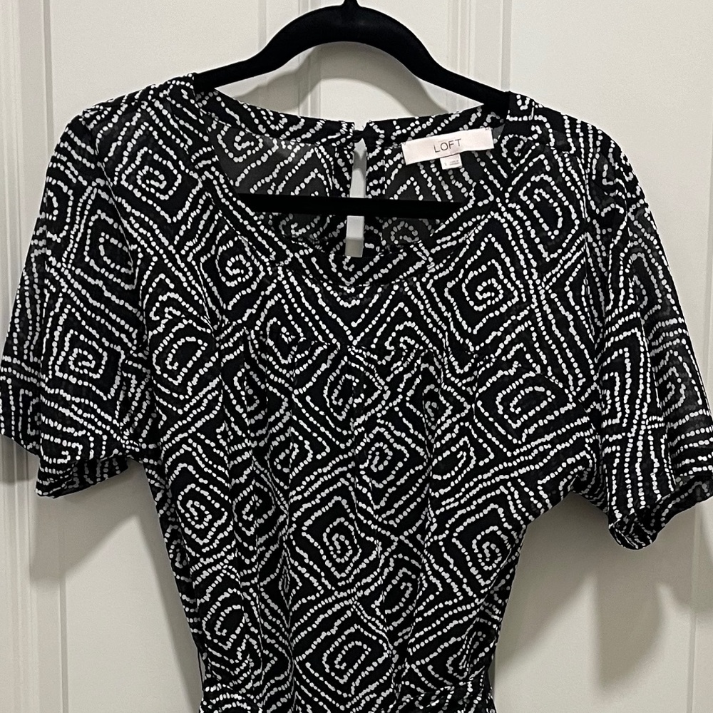 Loft Black Patterned Dress